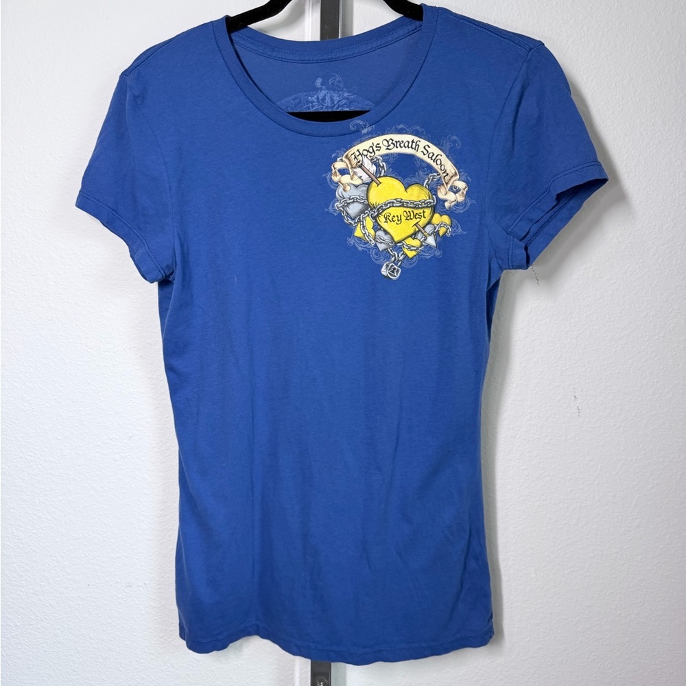 Hog’s Breath Saloon Key West Blue Baby Tee USA XL Y2K - Picture 4 of 10